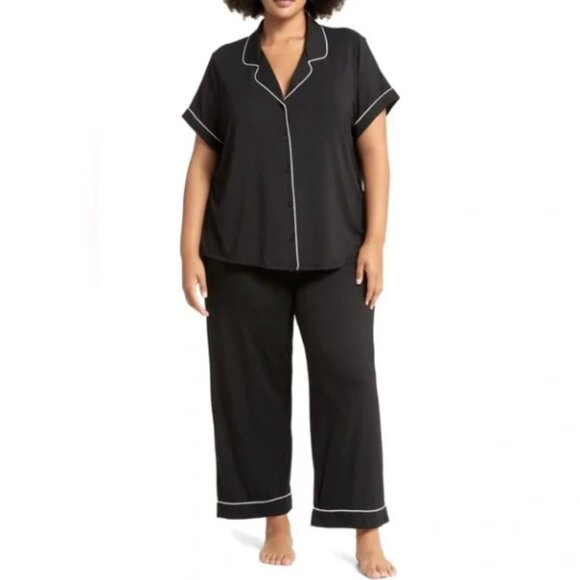 Nordstrom Moonlight Eco Knit Pajamas Black SZ 1X - Picture 1 of 6
